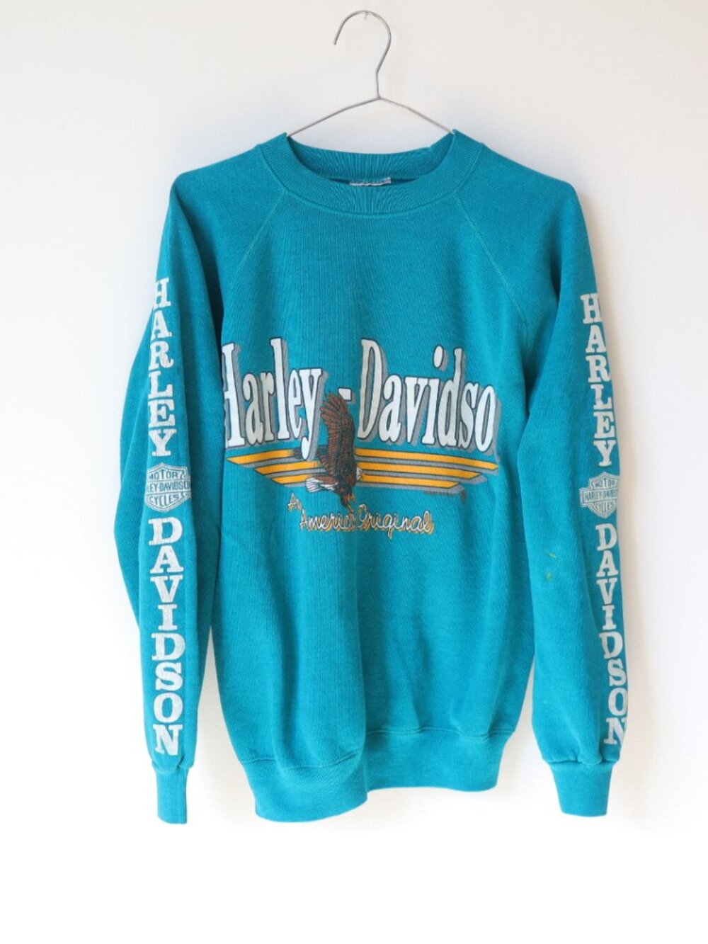 Vintage 80s Harley-Davidson Eagle Blue Sweatshirt  / Youth L (12Y/150) or Women